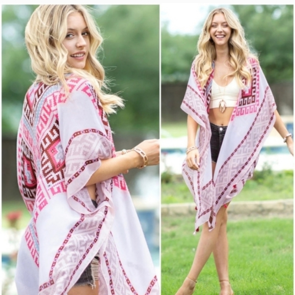 Pink Western Kimono Coverup